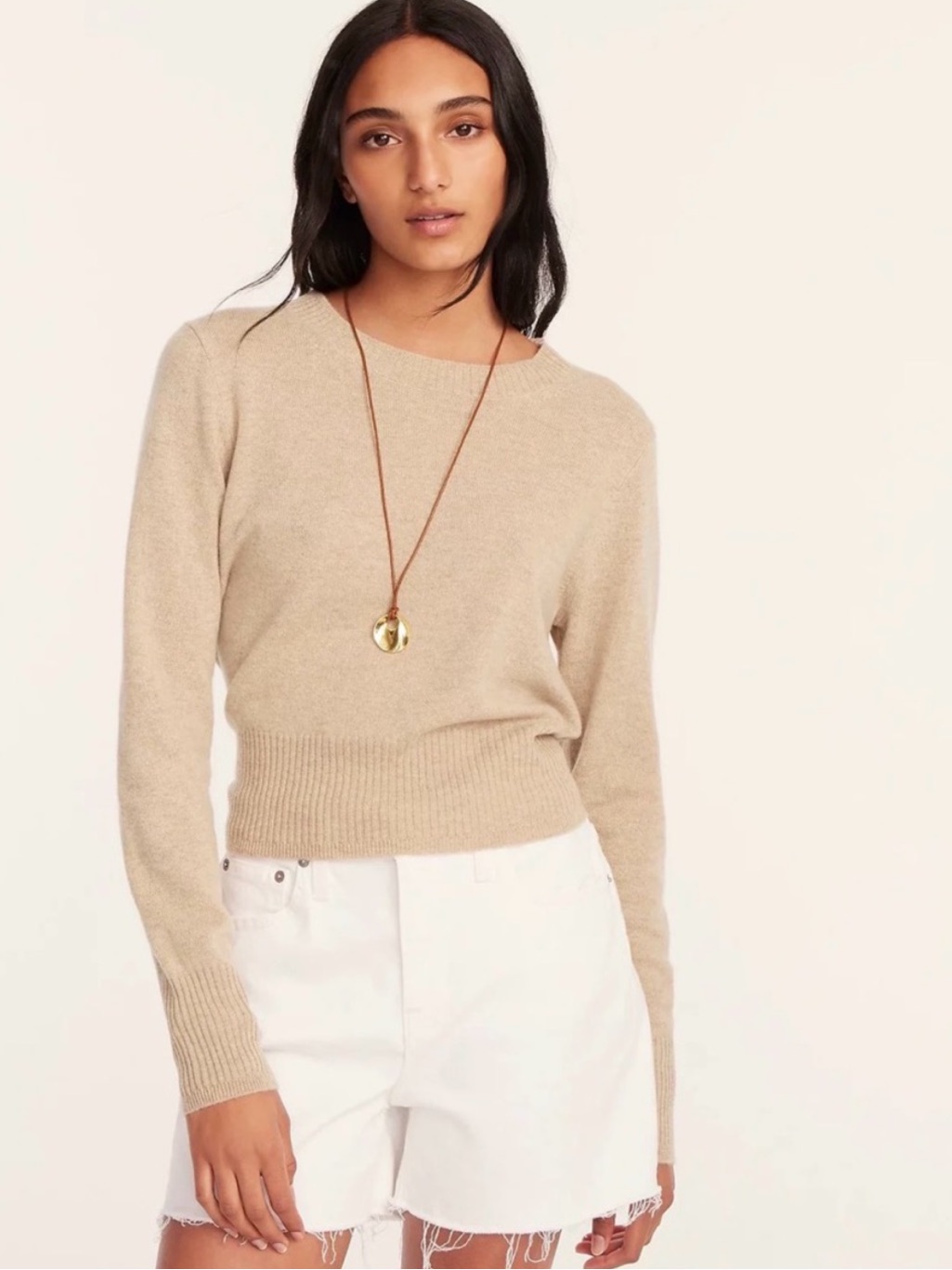 Bogo! J. Crew Cashmere Cropped Fit Crewneck Sweater In Heather Stone Xs